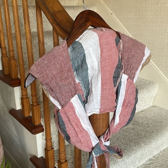 Free People Rustic Boho Linen Oberoi Wrap Crop Top - Picture 4 of 14